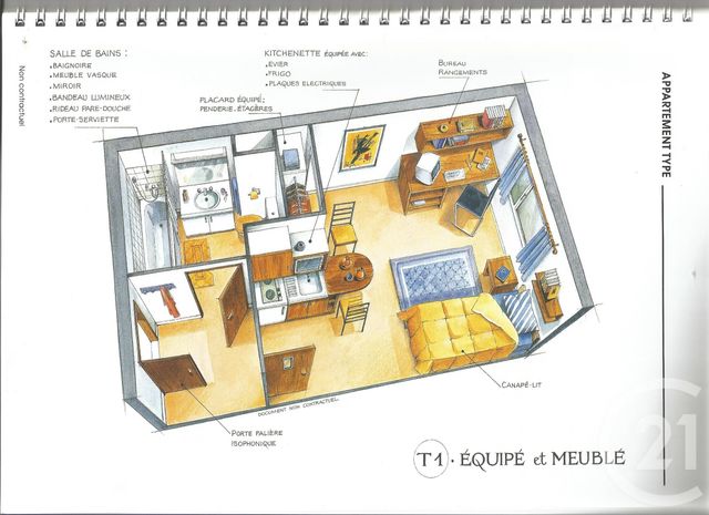 Appartement F1 à vendre - 1 pièce - 18.0 m2 - CLERMONT FERRAND - 63 - AUVERGNE - Century 21 Stéphane Roume Immobilier